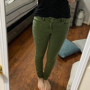 Olive Green Rockstar Super Skinny Jeans